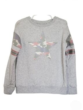 The Children's Place Girls Camo Star Sweatshirt Gray Pink Size S (5/6)